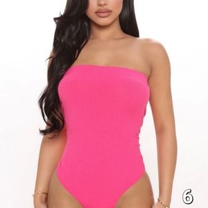 Fashionnova strapless bodysuit in pink, size small
